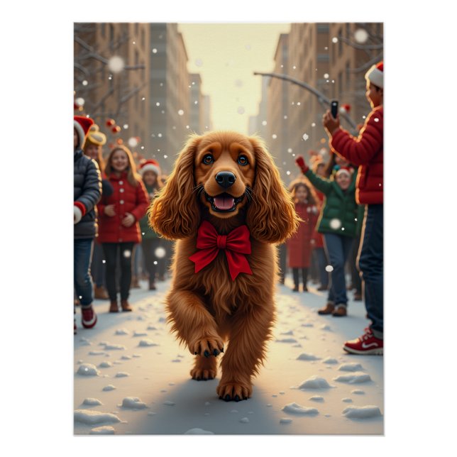 Cocker Spaniel Christmas Parade Holiday Painting Poster (Front)