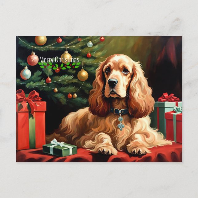 Cocker Spaniel Christmas Postcard (Front)