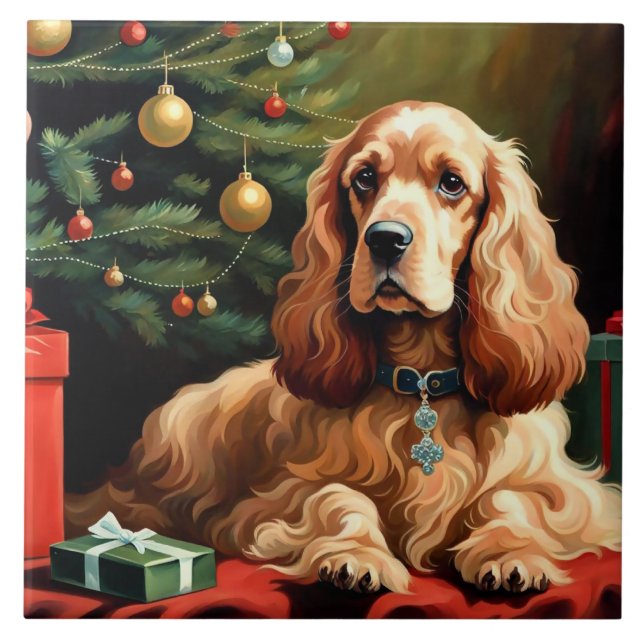 Cocker Spaniel Christmas Tile (Front)