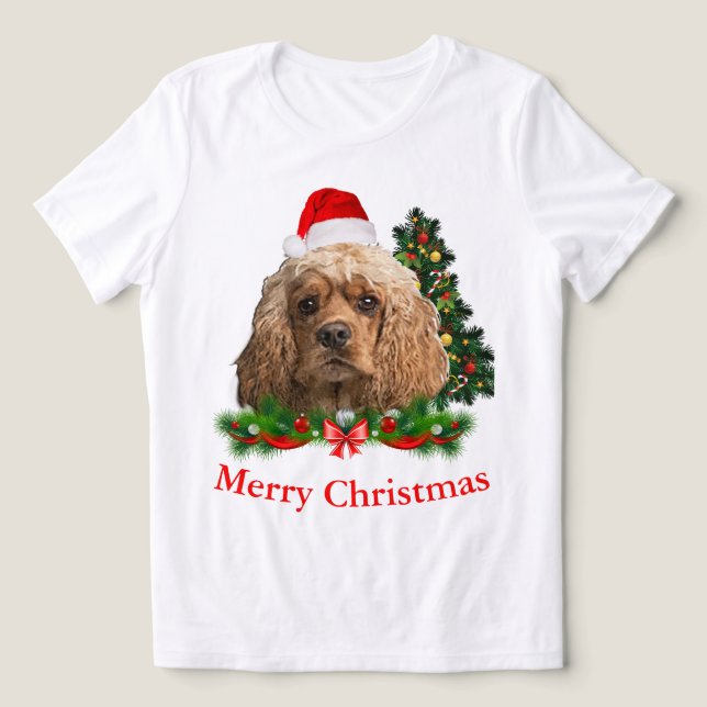 Cocker spaniel Christmas  Tri-Blend Shirt (Design Front)