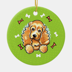 Cocker Spaniel Christmas Wreath Ceramic Tree Decoration