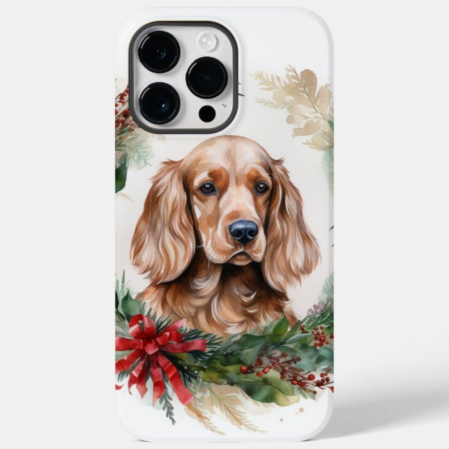 Cocker Spaniel Christmas Wreath Festive Pup  Case-Mate iPhone Case (Back)