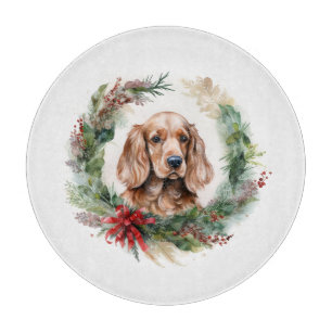 Cocker Spaniel Christmas Wreath Festive Pup Cutting Board
