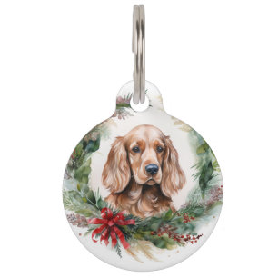 Cocker Spaniel Christmas Wreath Festive Pup Pet Tag