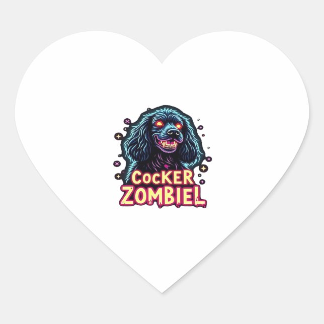 Cocker Spaniel Cockie Zombie Dog Halloween Essenti Heart Sticker (Front)