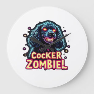 Cocker Spaniel Cockie Zombie Dog Halloween Essenti Large Clock