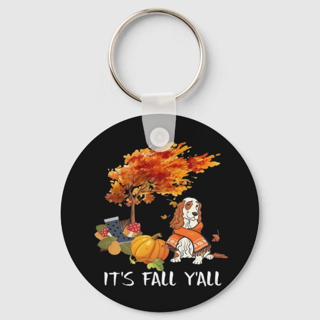 Cocker Spaniel Costume Autumn It’s Fall Y’all Key Ring (Front)