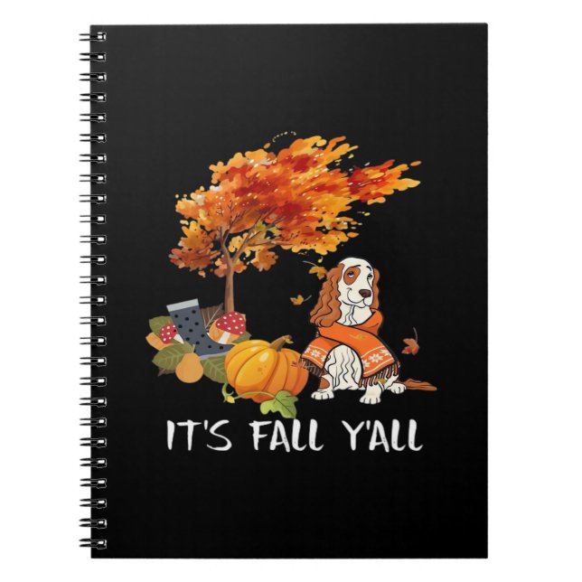 Cocker Spaniel Costume Autumn It’s Fall Y’all Notebook (Front)