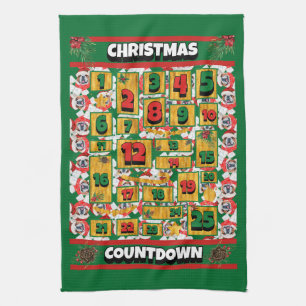 Cocker Spaniel Countdown Christmas Advent Calendar Tea Towel
