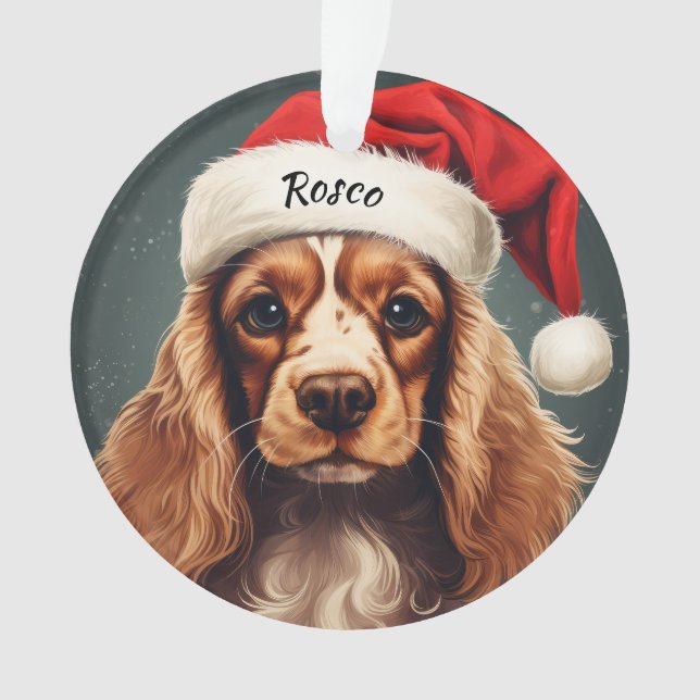 Cocker Spaniel Custom Christmas Ornament (Front)