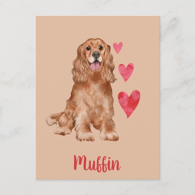 Cocker Spaniel Customisable Pet Name Postcard (Front)