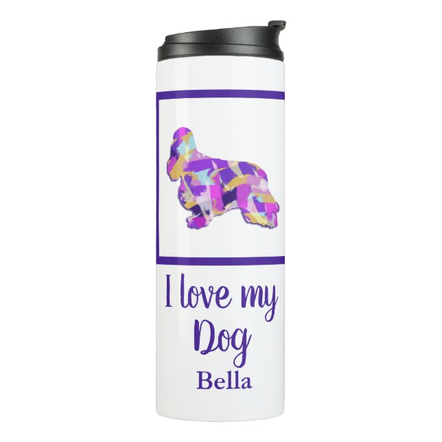 Cocker Spaniel Cute Dog Silhouette PurplePY&B  Thermal Tumbler (Rotated Left)