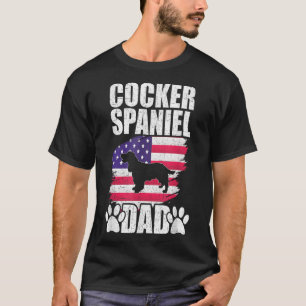 Cocker Spaniel Dad Dog Lover American US Flag T-Shirt
