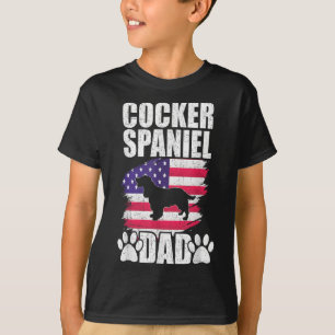 Cocker Spaniel Dad Dog Lover American US Flag T-Shirt