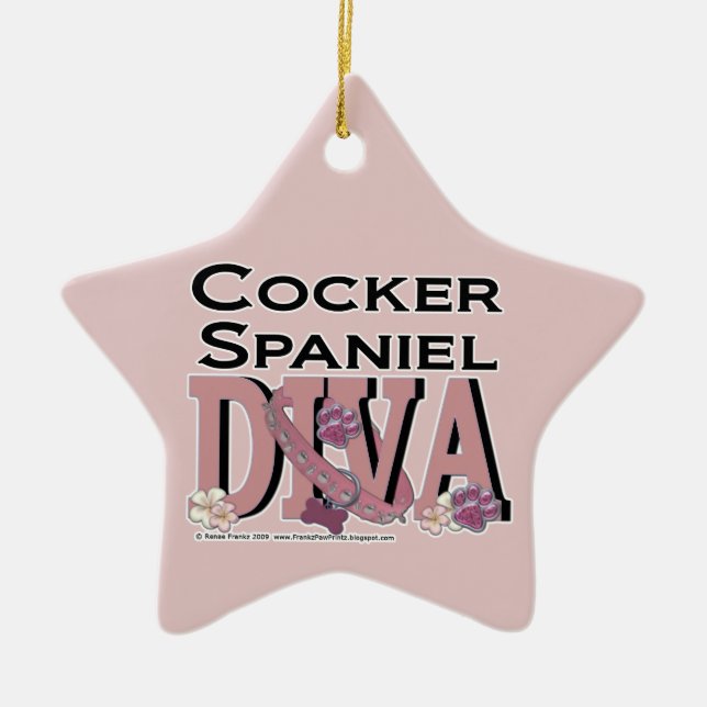 Cocker Spaniel DIVA Ceramic Tree Decoration (Front)