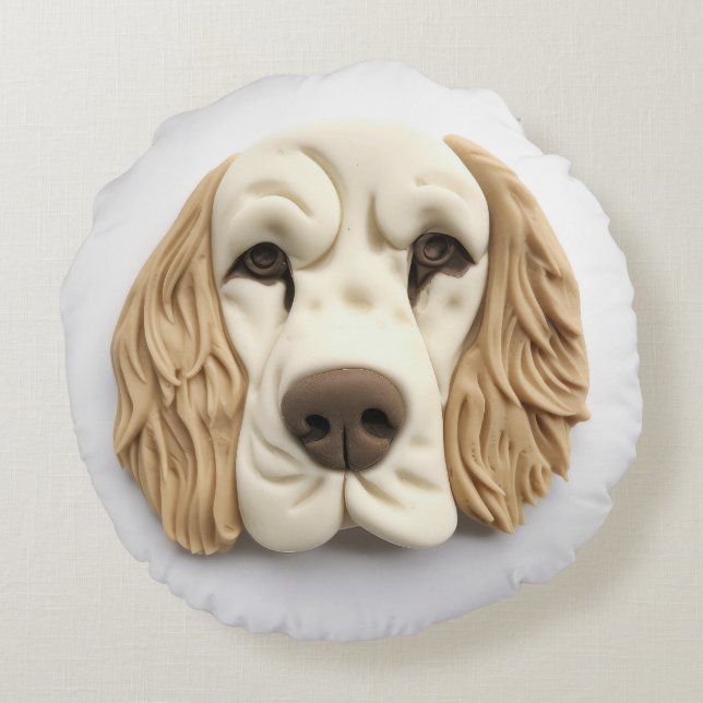 Cocker Spaniel Dog 3D Inspired  Round Cushion (Back)