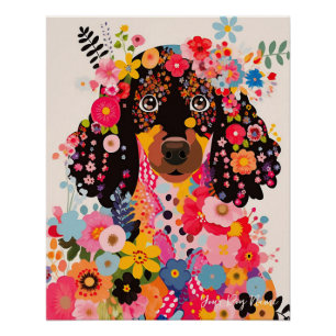 Cocker Spaniel Dog and Flowers 001 - Tailor jewel Poster