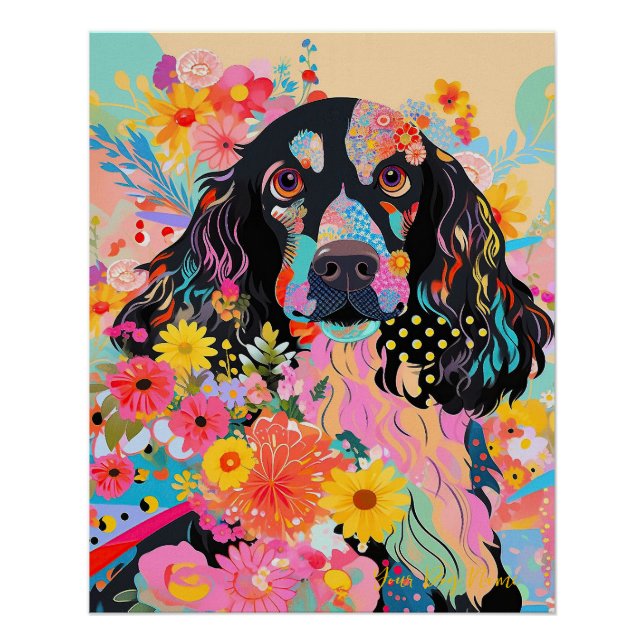Cocker Spaniel Dog and Flowers  005 - Tailor jewel Poster (Front)