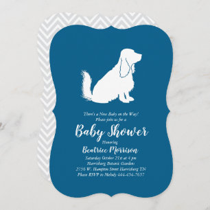 Cocker Spaniel Dog Baby Shower Boy Blue Invitation