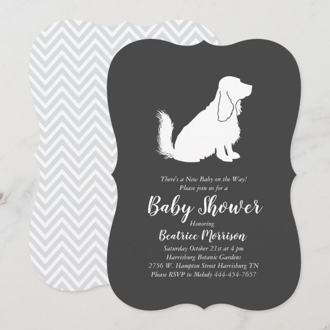 Cocker Spaniel Dog Baby Shower Gender Neutral Invitation (Front/Back)