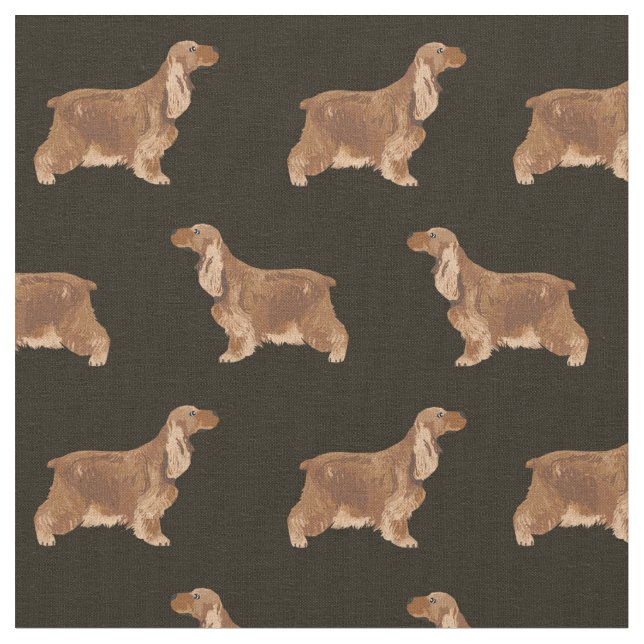 Cocker Spaniel dog black pattern Fabric (Close Up)