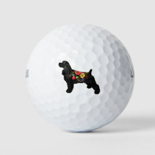 Cocker Spaniel Dog Breed Bohemian Floral Saddle Golf Balls