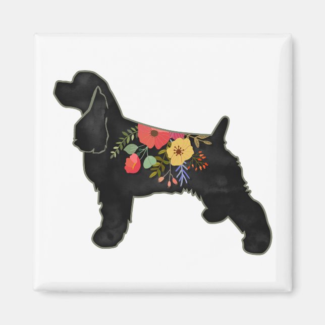 Cocker Spaniel Dog Breed Bohemian Floral Saddle Magnet (Front)
