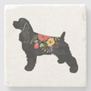 Cocker Spaniel Dog Breed Bohemian Floral Saddle Stone Coaster