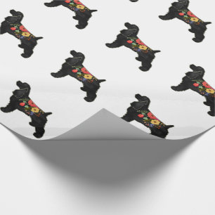 Cocker Spaniel Dog Breed Bohemian Floral Saddle Wrapping Paper