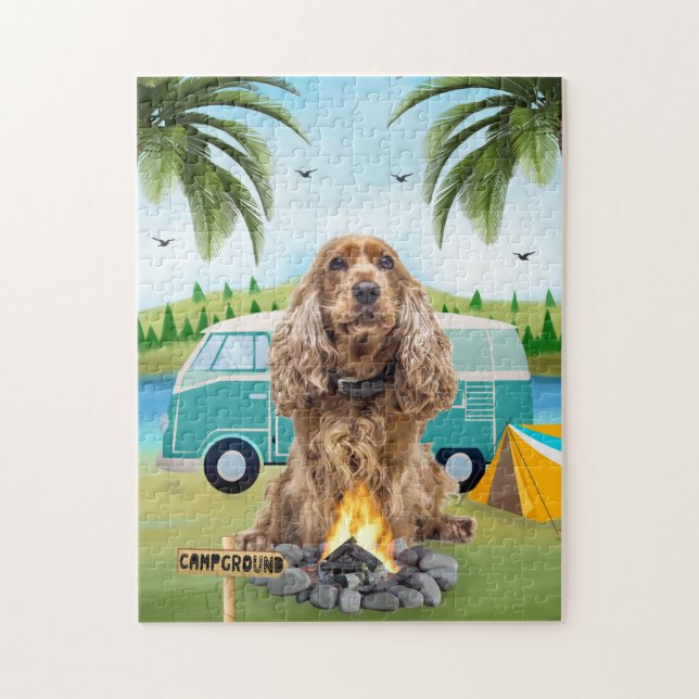 Cocker Spaniel Dog Camping  Jigsaw Puzzle (Vertical)