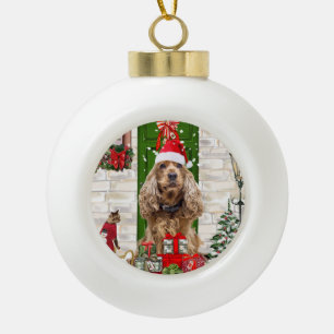 Cocker Spaniel Dog Christmas   Ceramic Ball Christmas Ornament