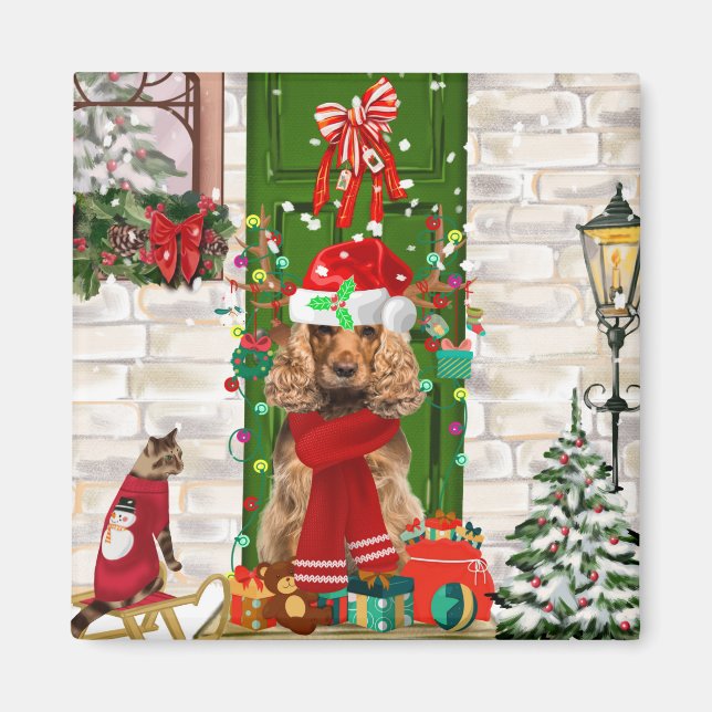 Cocker Spaniel Dog Christmas  Magnet (Front)