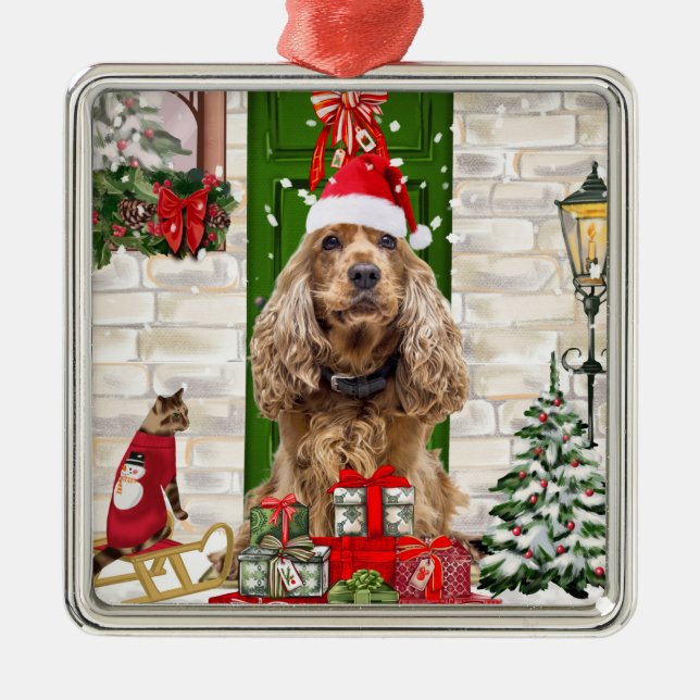 Cocker Spaniel Dog Christmas   Metal Tree Decoration (Front)