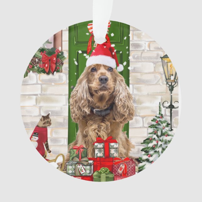 Cocker Spaniel Dog Christmas  Ornament (Front)
