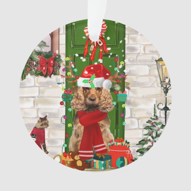 Cocker Spaniel Dog Christmas Ornament (Front)