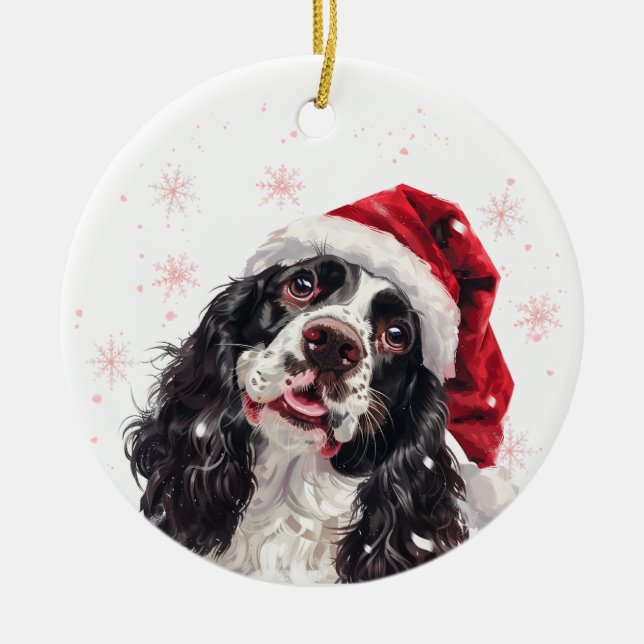 Cocker Spaniel Dog Christmas Personalized Ceramic Tree Decoration (Front)