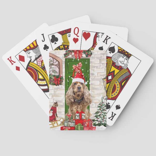 Cocker Spaniel Dog Christmas  Playing Cards (Back)