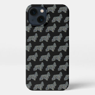 Cocker Spaniel Dog Cute Silhouette Grid Black iPhone 13 Case