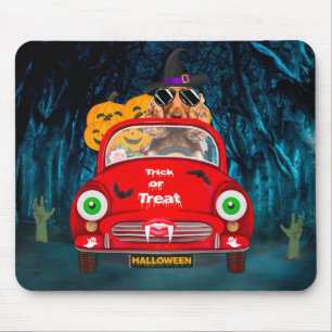 Cocker Spaniel Dog Driving Car Scary Halloween Mouse Mat