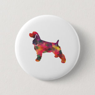 Cocker Spaniel Dog Geometric Pattern Silhouette 6 Cm Round Badge