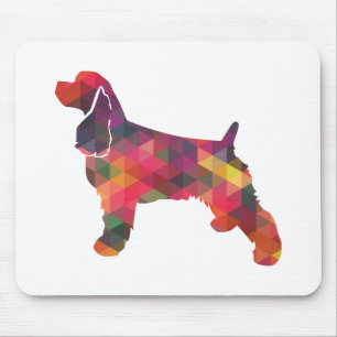 Cocker Spaniel Dog Geometric Pattern Silhouette Mouse Mat