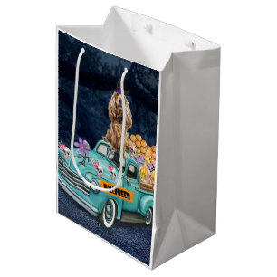 Cocker Spaniel Dog Halloween Truck Scary Night  Medium Gift Bag