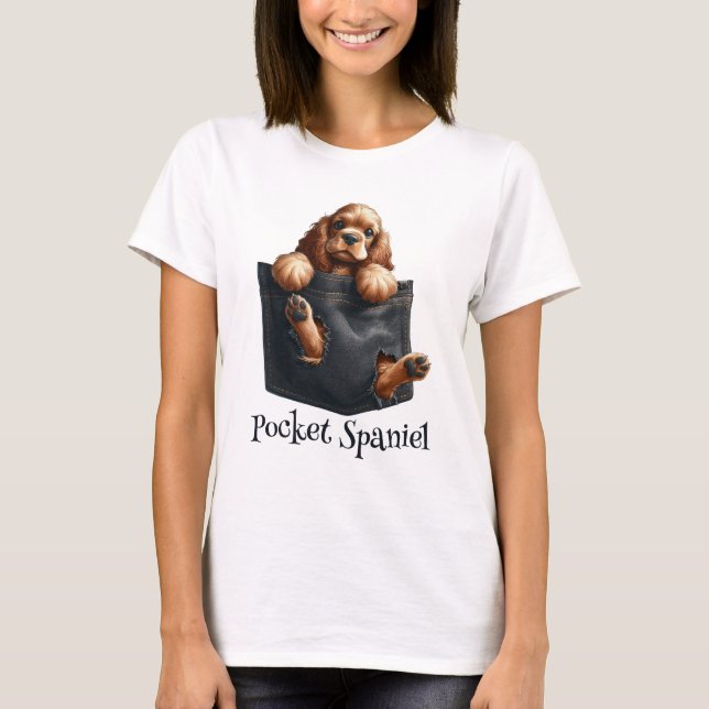 Cocker Spaniel Dog In A Pocket T-Shirt (Front)