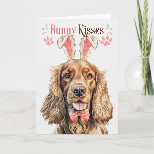 Cocker Spaniel Dog in Bunny Ears for Easter Holiday Card (Front)