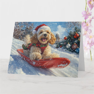 Cocker Spaniel Dog in Sledge Let it Snow Christmas Card