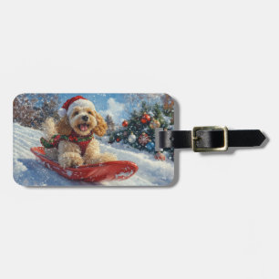 Cocker Spaniel Dog in Sledge Let it Snow Christmas Luggage Tag