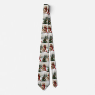 Cocker Spaniel Dog in Snow Christmas Tie