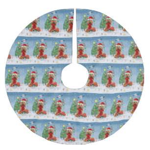 Cocker Spaniel Dog in Snow with Christmas Gifts Brushed Polyester Tree Skirt