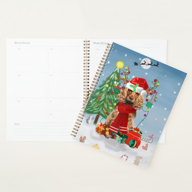 Cocker Spaniel Dog in Snow with Christmas Gifts   Planner (Display)