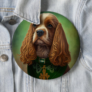 Cocker Spaniel Dog in St. Patrick's Day Dress 6 Cm Round Badge